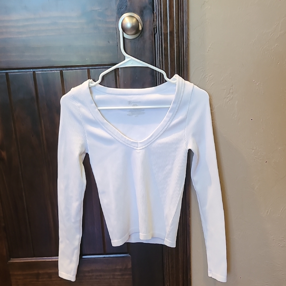 No Boundaries White Ribbed V-Neck Bodysuit